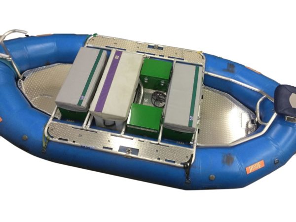 Raft fishing frame with solid floors