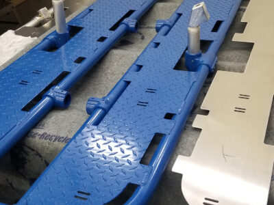 Powder coated raft frame