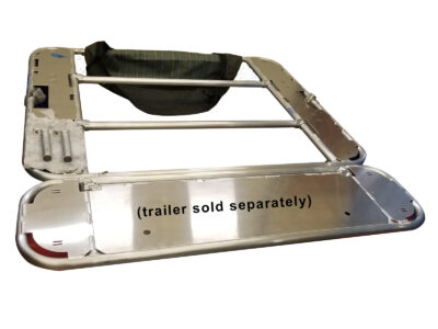 Raft frame with smooth deck plate. Note, trailer in front is sold separately.